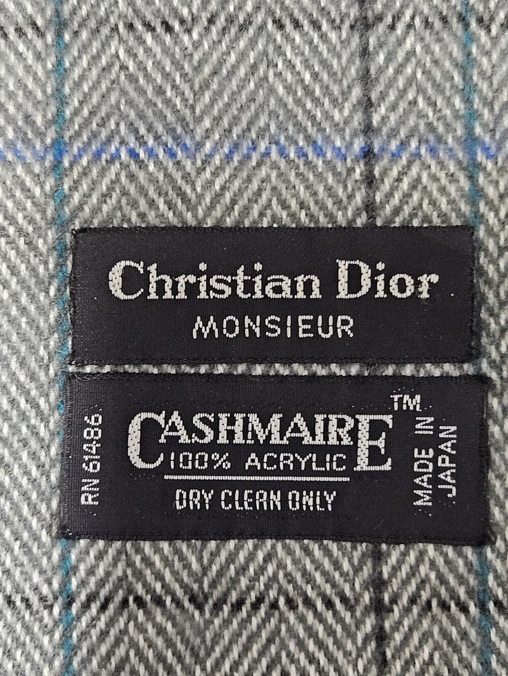 Christian Dior Monsieur Cashmaire 100% Acrylic Scarf 52” Fringe Herringbone